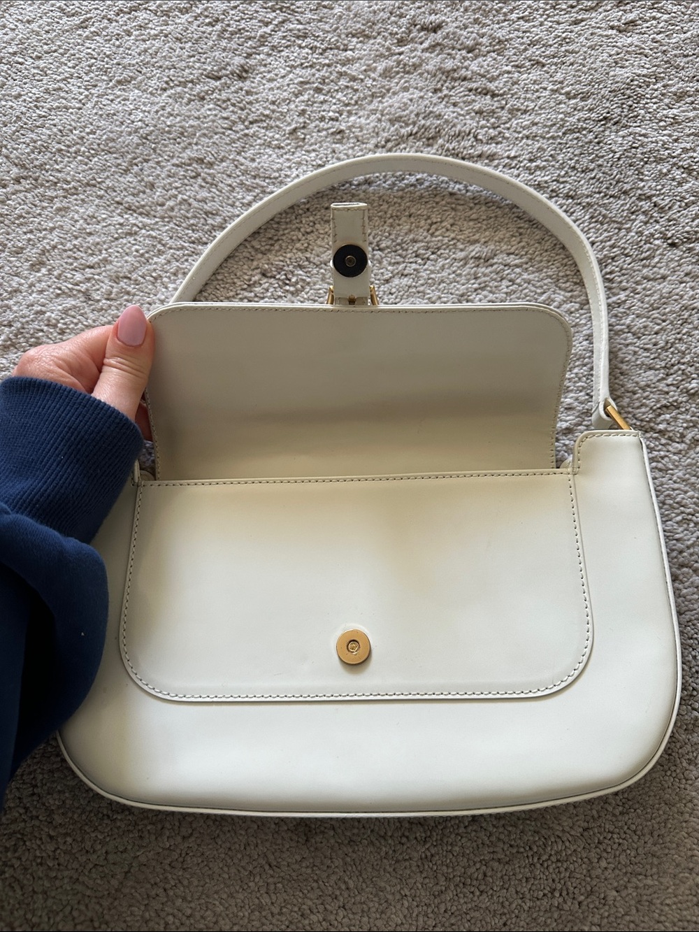 By Far Classic Cream Shoulder Bag with Gold Buckle - Picture 6 of 7